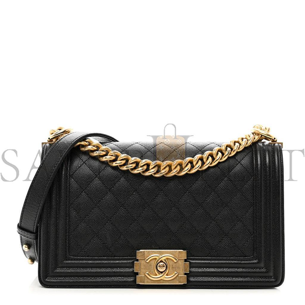 CHANEL MASTER BLACK CAVIAR BOY  MEDIUM SIZE A67086 (25*15*9cm)